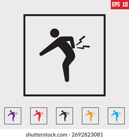 Compresión de nervio instantánea o irritación que conduce a dolor de disparo, diseño de icono de Vector negro para Sitio web, App, UI, aislado sobre fondo blanco. Ilustración vectorial EPS 10