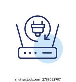 Instant network restoration, rapid broadband provisioning, seamless router reactivation. Pixel perfect, editable stroke vector icon