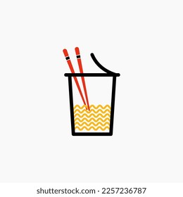 Instant noodle cup logo. instant ramen noodles icon