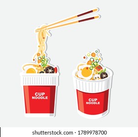 Instant Noodle In Cup, Packaging, Vector Illustration