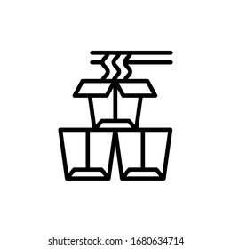 Instant-Noodle-Becher einfache Linie Symbol mit Chopstick Vektorillustration Illustration. eps10