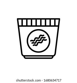 instant noodle cup simple line icon with chopstick vector illustration. eps10