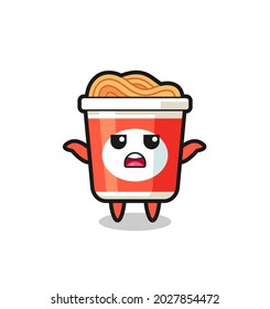 instant noodle mascot character saying I do not know , cute style design for t shirt, sticker, logo element