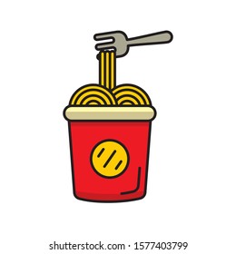 Instant noodle on plastic cup vector illustration with cute design isolated on white background