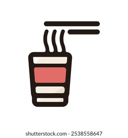 Instant noodle outline icon for graphic design, apps and websites