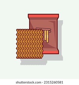 Instant noodle packaging. Colored vector illustration.