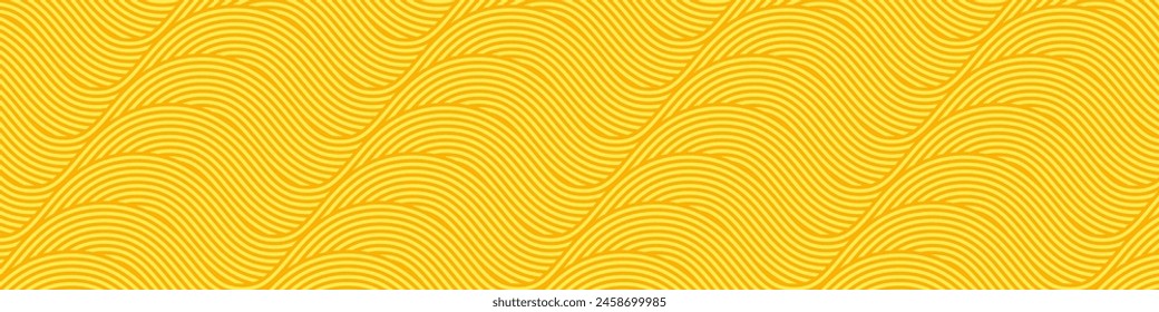 Instant noodle ramen pattern background. Yellow geometric texture of pasta. Food banner: spaghetti, macaroni, vermicelli