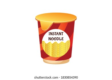 Ilustración vectorial de fideos instantáneos aislada en fondo blanco