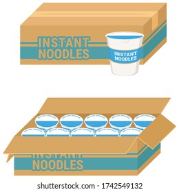 Instant noodles in cardboard. Vector illustration