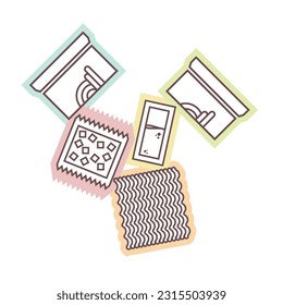 instant noodles and condiments. Vector illustration.