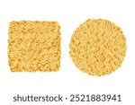 instant noodles cube isolated on white background, illustration ramen cubes or noodle for clip art, instant noodle rectangular block for fast food