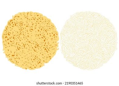 cubo de fideos instantáneos aislado en fondo blanco, cubos de ramen de ilustración o fideo para imágenes prediseñadas, bloque rectangular de fideo instantáneo para comida rápida, 