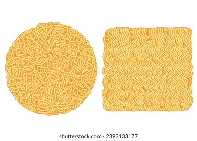 cubo de fideos instantáneos aislado en fondo blanco, cubos de ramen de ilustración o fideo para imágenes prediseñadas, bloque rectangular de fideo instantáneo para comida rápida,