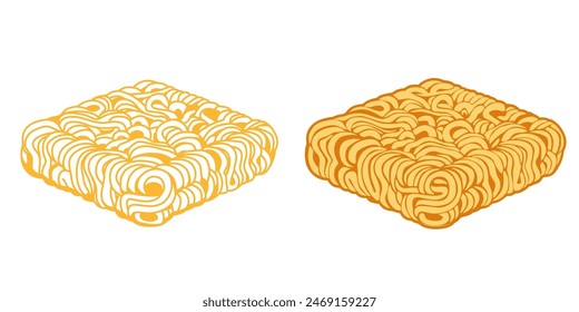 cubo de fideos instantáneos aislado sobre fondo blanco