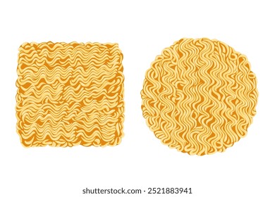 instant noodles cube isolated on white background, illustration ramen cubes or noodle for clip art, instant noodle rectangular block for fast food