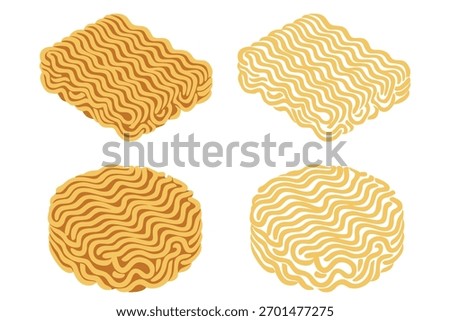 instant noodles cube isolated on white background, illustration ramen cubes or noodle for clip art, instant noodle rectangular block for fast food,	