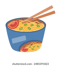 Instant Noodles in a Cup with Chopsticks illustration