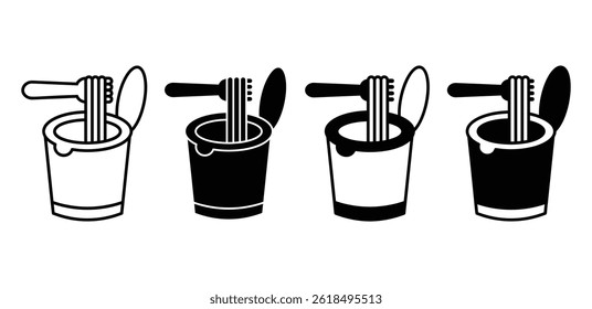 Instant Noodles Cup Icon Simple Black and White Illustration Vector Design