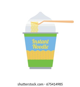 instant noodles in cup packaging ready to eat. vector illustration