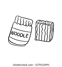 instant noodles doodle icon vector hand drawing