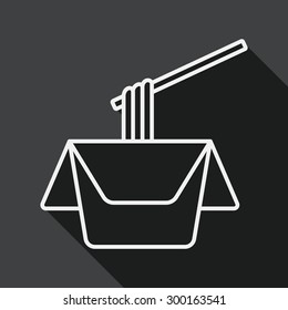 instant noodles flat icon with long shadow, line icon
