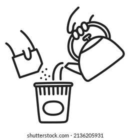 Instant Noodles. Hand Drawn Doodle Cooking Icon.