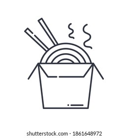 Instant noodles icon, linear isolated illustration, thin line vector, web design sign, outline concept symbol with editable stroke on white background.