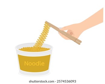 Instant noodles on a white background.