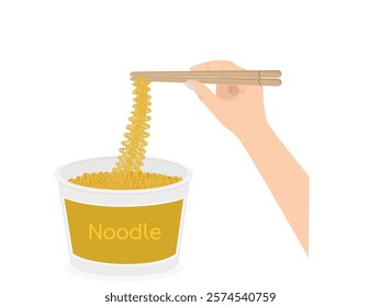 Instant noodles on a white background.