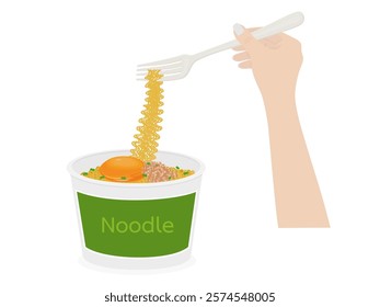 Instant noodles on a white background.