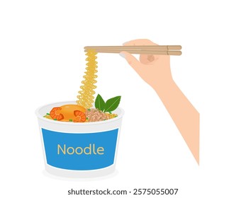 Instant noodles on a white background.