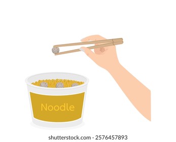 Instant noodles on a white background.