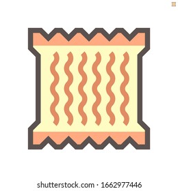 Fideos en el diseño de iconos vectoriales de embalaje para el diseño gráfico de alimentos, 48X48 píxeles perfecto y estilo editable.