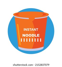 instant noodles ready to use in a plastic bowl. flat vector illustration.