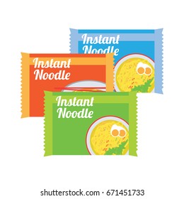 instant noodles in sachet packaging. vector illustration