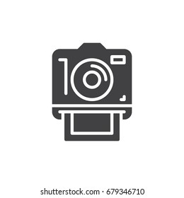 Instant photo camera, icon vector, filled flat sign, solid pictogram isolated on white. Symbol, logo illustration. Pixel perfect graphics