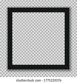 Instant Photo Frame. Classic Black Style Film on a Transparent Background. Retro, Vintage, Old  Picture. Portrait Photography Album. Easy to Use. Separate Groups and Layers. Editable Vector Illustrati