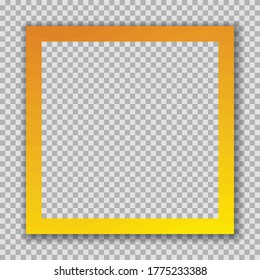 Instant Photo Frame. Gold Wave Style Film on a Transparent Background. Retro, Vintage, Old  Picture. Portrait Photography Album. Easy to Use. Separate Groups and Layers. Editable Vector Illustration.