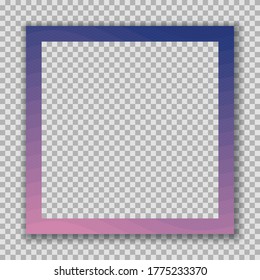 Instant Photo Frame. Midnight Wave Style Film on a Transparent Background. Retro, Vintage, Old  Picture. Portrait Photography Album. Easy to Use. Separate Groups and Layers. Editable Vector Illustrati