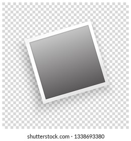Instant photo frame with shadow on transparent background. Vector template for your trendy photo or image