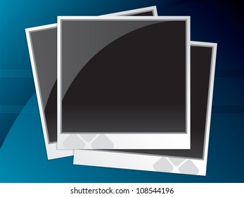 instant photo frames in vector illustration,  background blue
