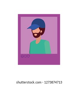 instant photo of man with cap avatar character