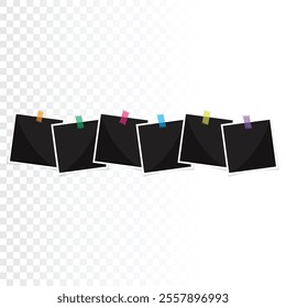 Instant Photo Set On Transparent Background Vector Design.