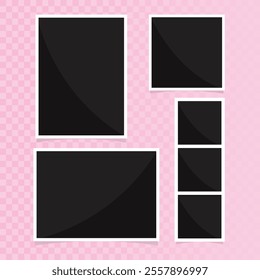 Instant Photo Set On Transparent Background Vector Design.