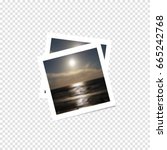 Instant photo with shadow on a transparent background. Photo frame.