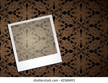 Instant photo with wallpaper design and shadow background