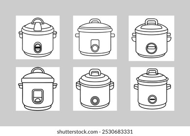 Instant Pot Pressure Cooker Vector Illustration set.