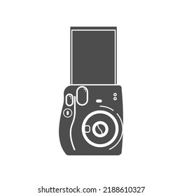 Instant Print Photo Camera Black Symbol In White Background Isolated Vector Icon