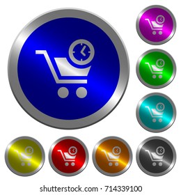 Instant purchase icons on round luminous coin-like color steel buttons