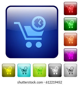 Instant purchase icons in rounded square color glossy button set